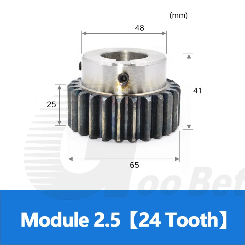 Mod 2.5 Spur Gear Steel Hardened with Hub 15-40 Tooth Motor Pinion 12-40mm Bore