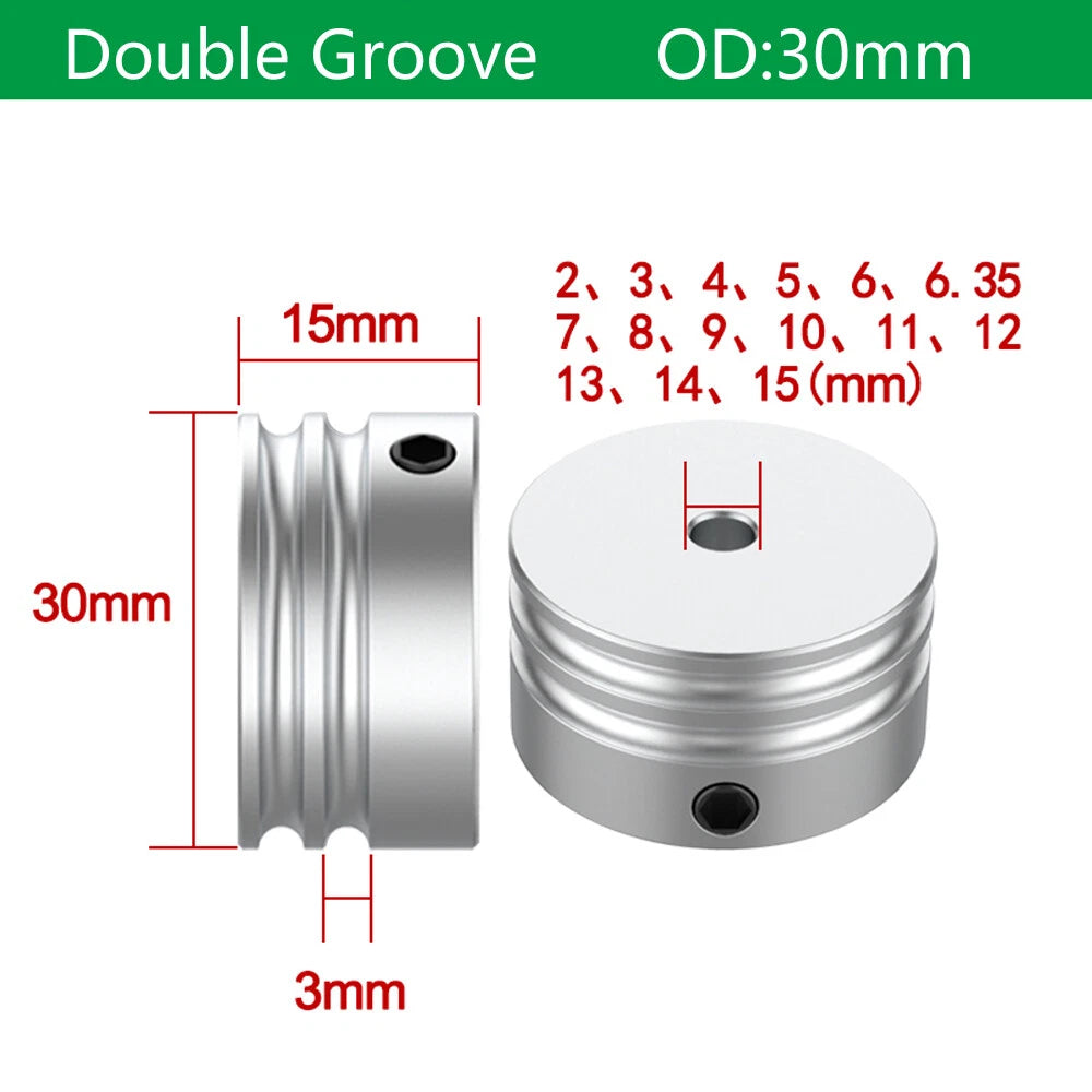 U Grooved Pulley PU Round Belt Pulleys Aluminum Groove Width 3mm OD 15-30mm