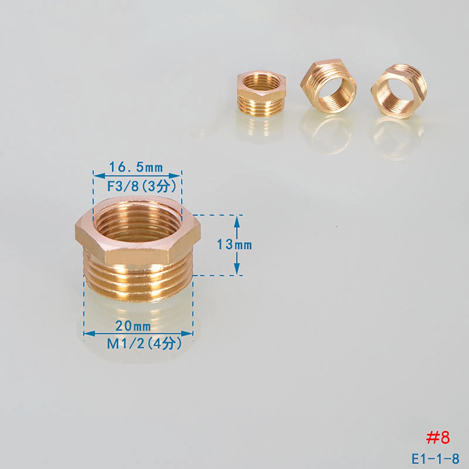 Brass Reducing Hex Bush BSP Fitting — Male to Female Thread Connector, Multiple Sizes