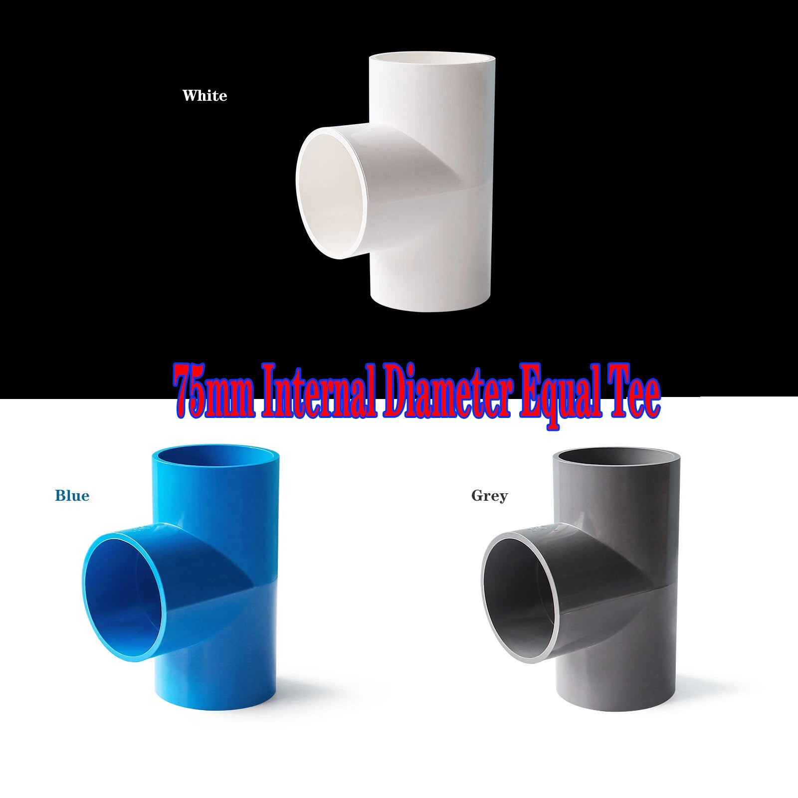 PVC Pipe Fittings Tee Socket ID 16mm - 200mm T Type Solvent Weld 3-Way