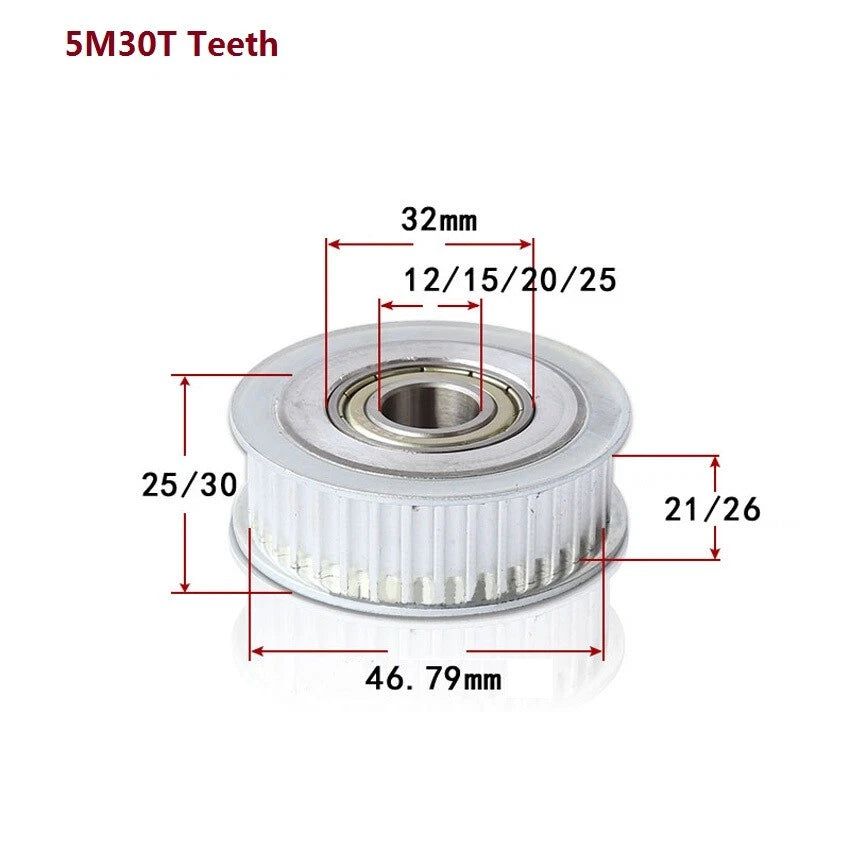 HTD-5M Timing Belt Idler Tensioner Pulley Smooth Tooth/Toothed Width 21/26mm