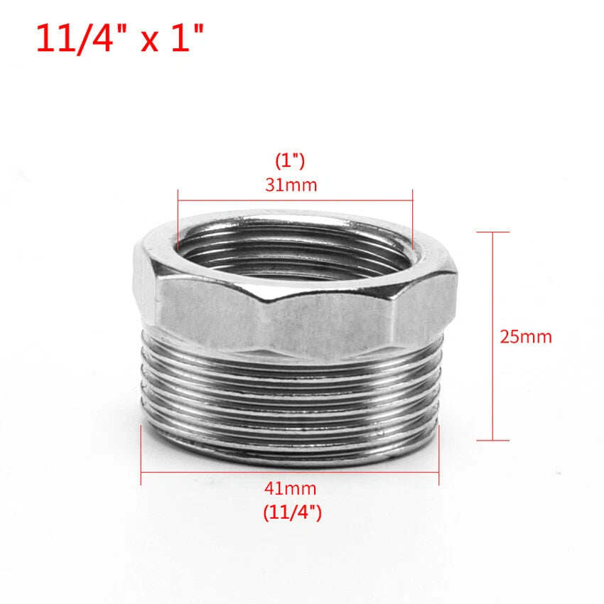 BSP Reducing Bush Stainless Steel Male x Female Pipe Adapter — 13 Sizes
