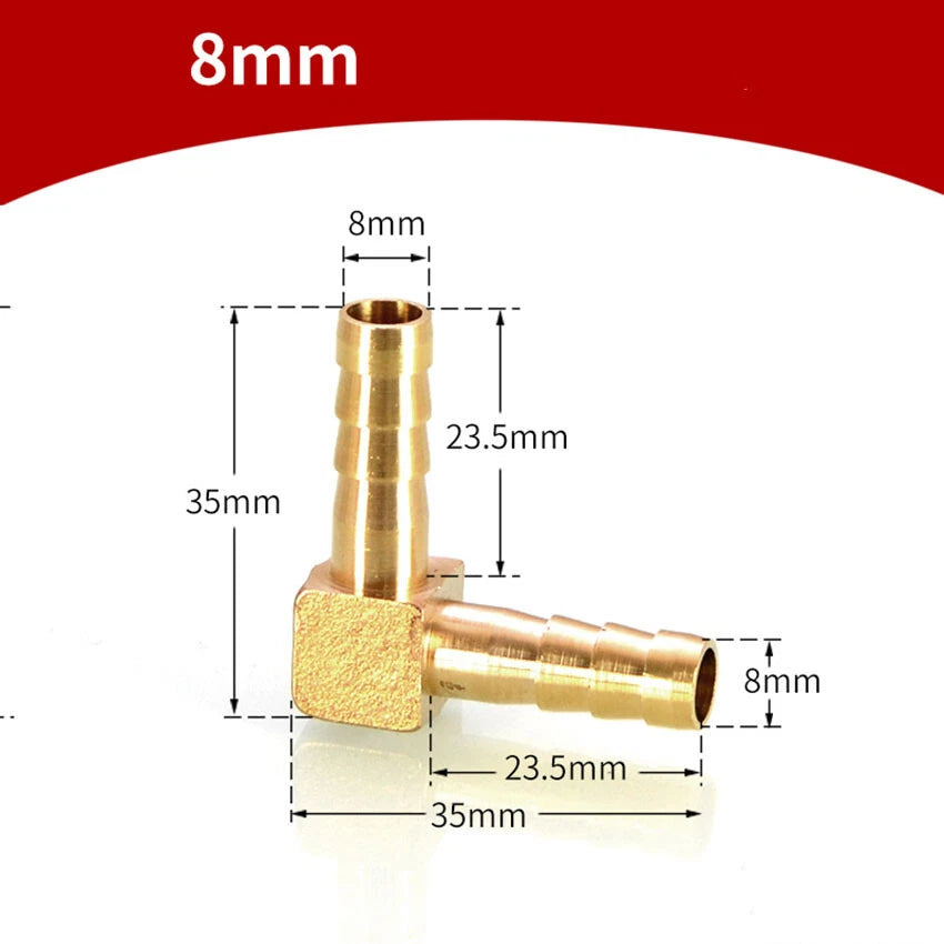 90° Brass Barb Elbow Fittings — Reducing Hose Joiner for Fuel, Air & Fluid Lines