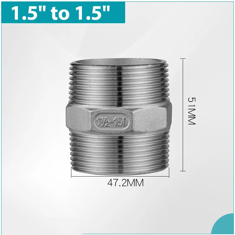 A2 Stainless Steel BSP Male to Male Hex Nipple Pipe Fittings