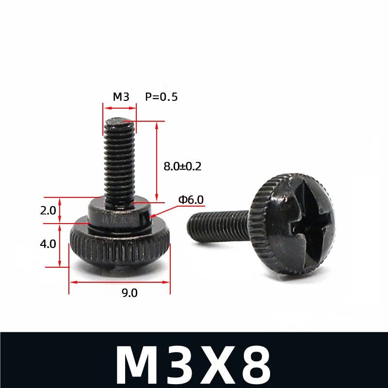 M3 Knurled Thumb Screws Step Hand Grip Knob Bolts — Carbon Steel, Nickel or Black Zinc - HomeDIYer