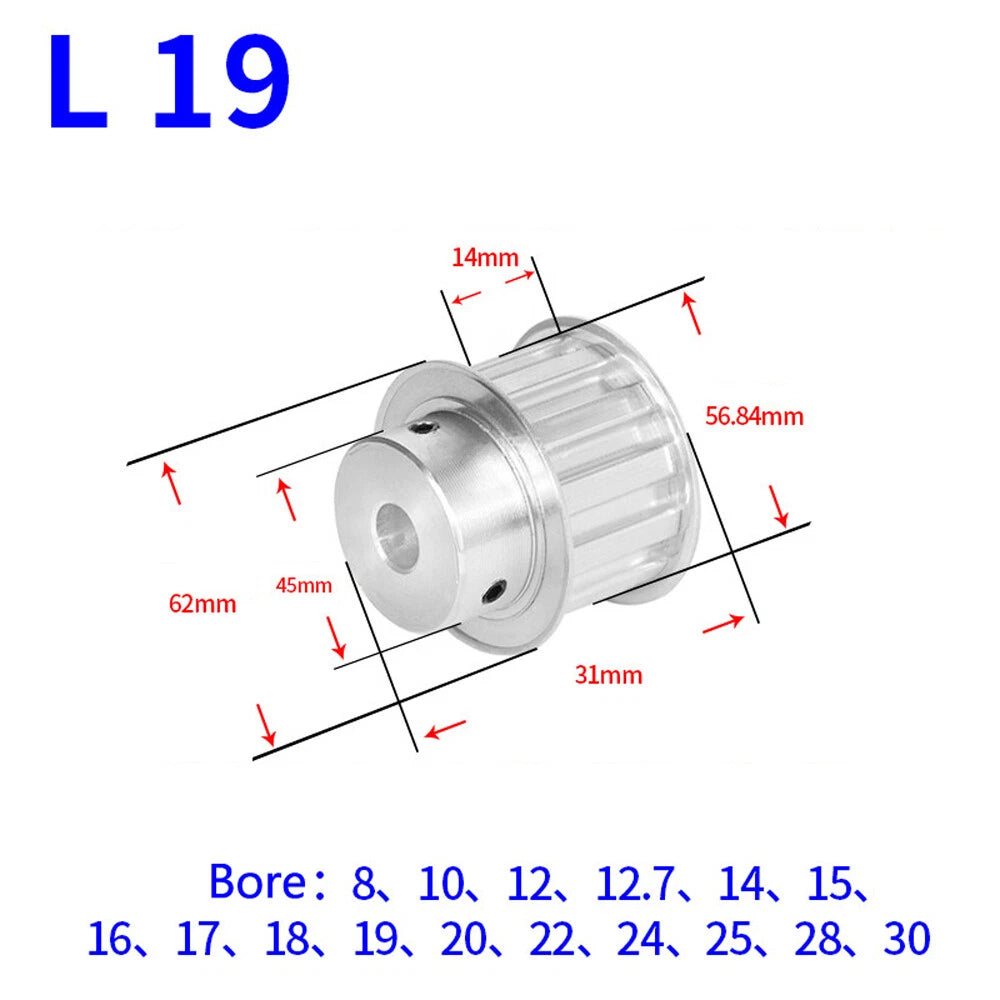 L-Type Timing Belt Pulley 10T-30T Pitch 9.525mm BF-type Drive Pulleys Width 14mm
