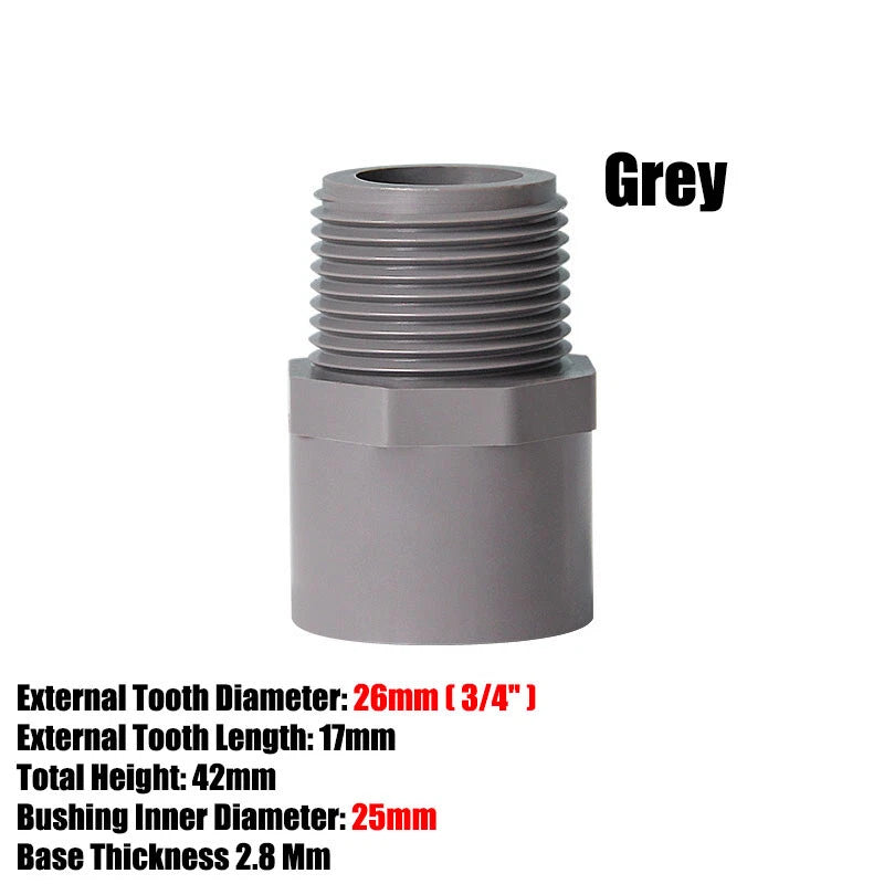 1 2" to 2" PVC Nipples Threaded Pipe Fittings Connector BSP Male Adapter Grey