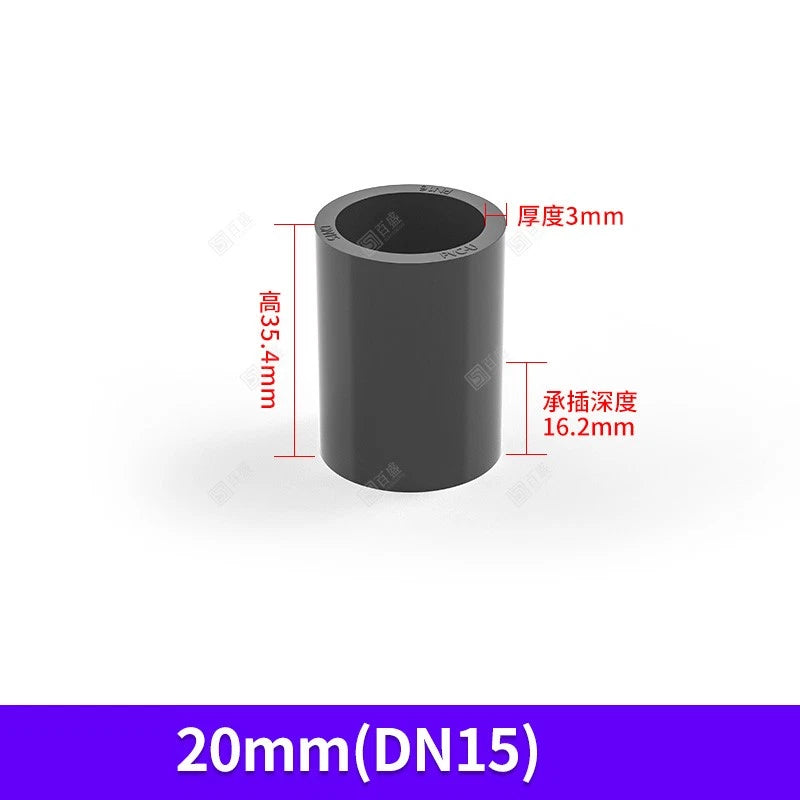UPVC PVC Pipe Fittings Tee Straight Elbow Plumbing Couping ID 20-50mm Dark Grey