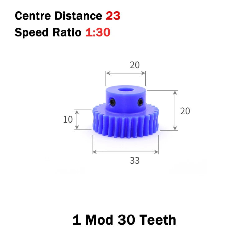 1 Module Nylon Precision Worm Gears 15 - 80 Teeth Worm Gear Wheel & Worm Shaft