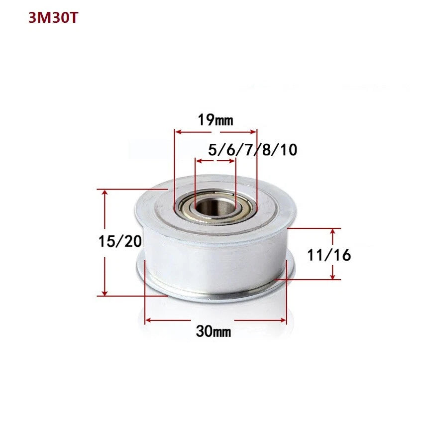 HTD-3M Timing Belt Tensioner Pulley Smooth Tooth/Toothed Idler Width 11/16mm
