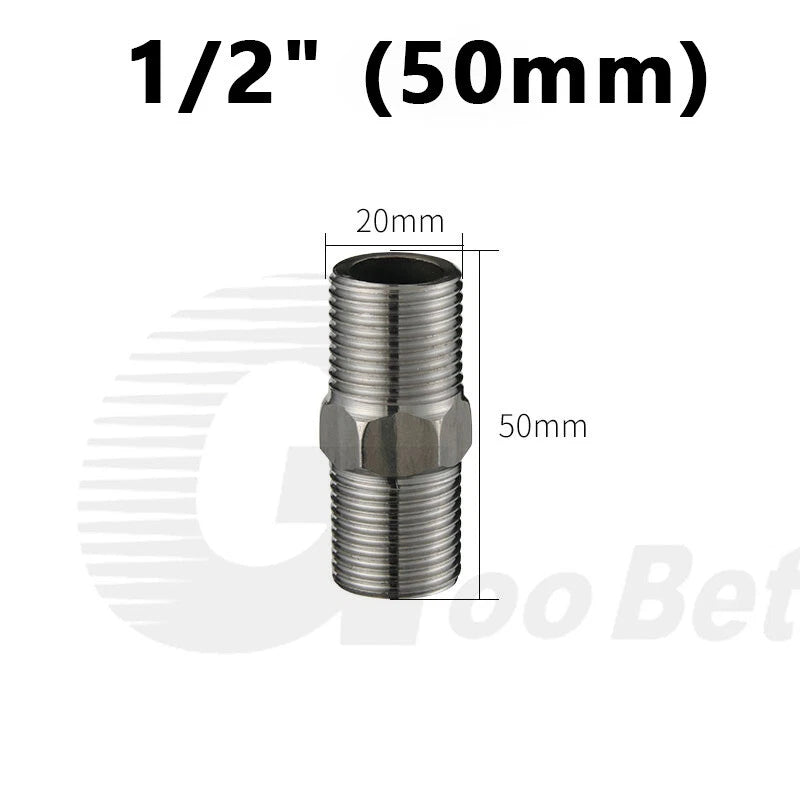 Stainless Steel Hex Nipple BSP Pipe Fitting — Male Thread Adapter 1/4" to 1-1/4"