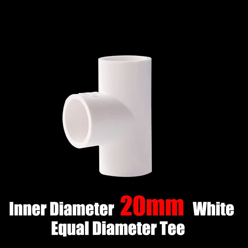 PVC 16mm-125mm Equal Tee Connector Socket Coupling Pressure Pipe Fittings White