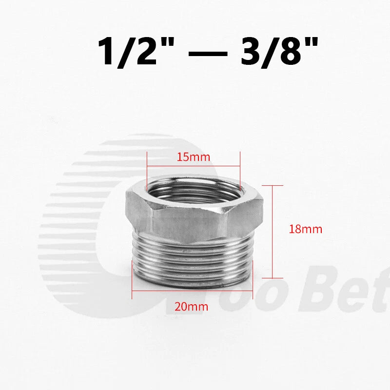 Stainless Steel BSP Reducing Bushing — Male to Female Thread Pipe Fitting (1/4" to 2")