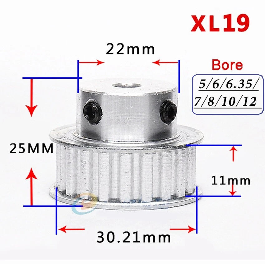 XL10T-35T Timing Belt Pulley With Step,Pitch 5.08mm Teeth Width 10/15mm Aluminum