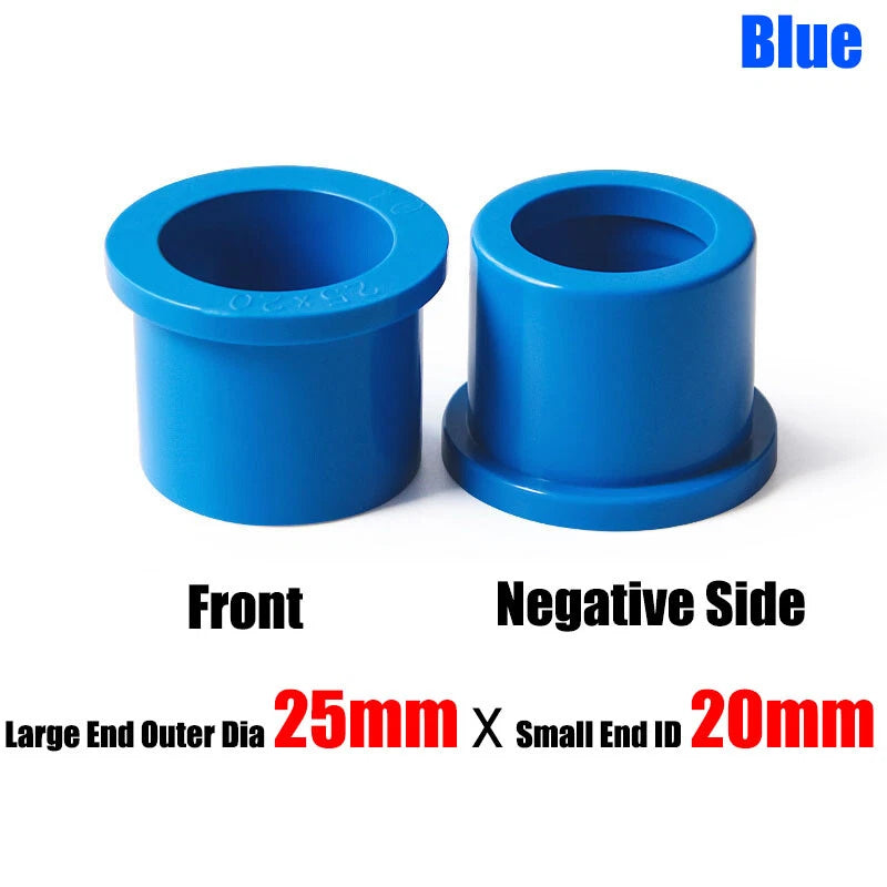 20mm to 75mm PVC Pipe Eccentric Reducing Bushing Fittings Connector Joints Blue