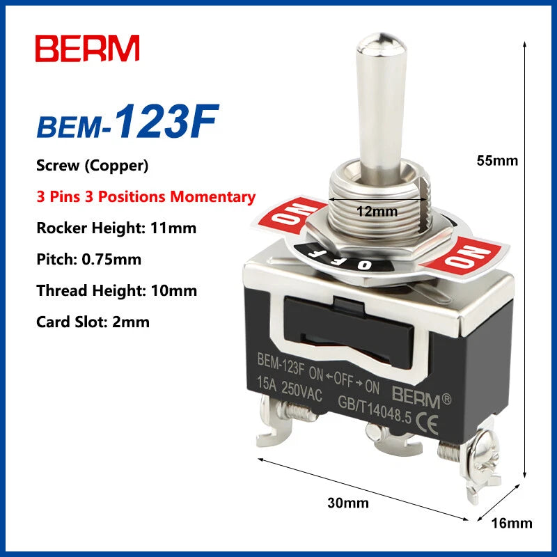 Toggle Switch ON-OFF-ON, 2/3 Pin 2/3 Positions, Latching & Momentary, Screw or Pin Terminal