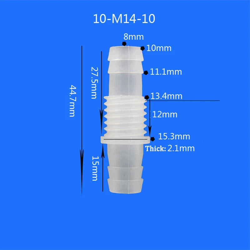 Male Thread Straight Elbow Plastic Hose Barbed Hose Bulkhead Union Connector