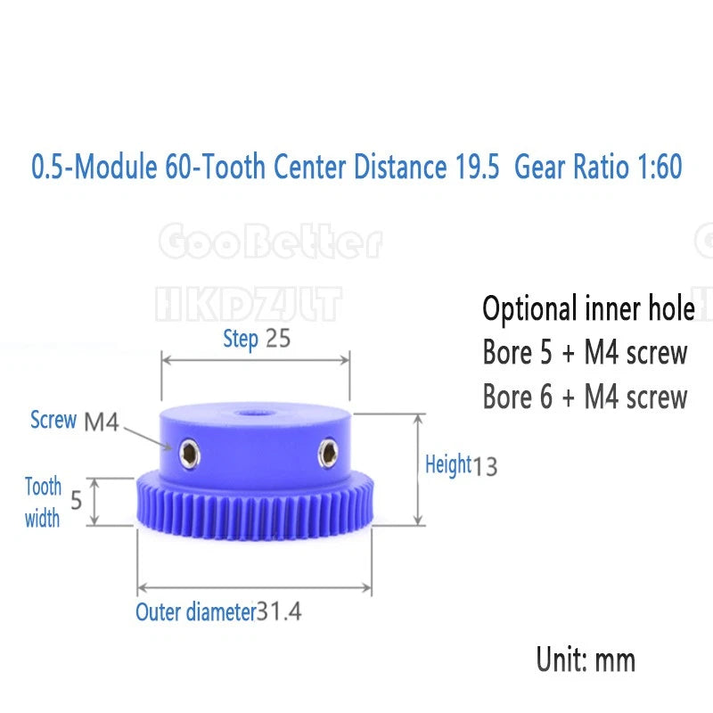 Mod 0.5 1 Nylon Plastic Worm Gear Wheel 15 - 80 Tooth Nylon Worm Shaft Precision