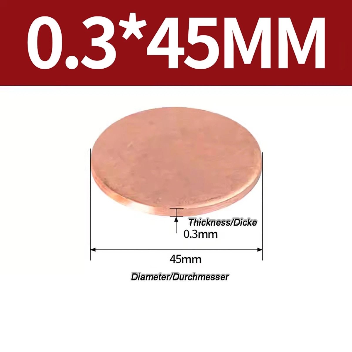 Solid Pure Copper Discs Blanks Round Plate Metal Sheet Thick 0.3~6mm Ø10mm~150mm - HomeDIYer