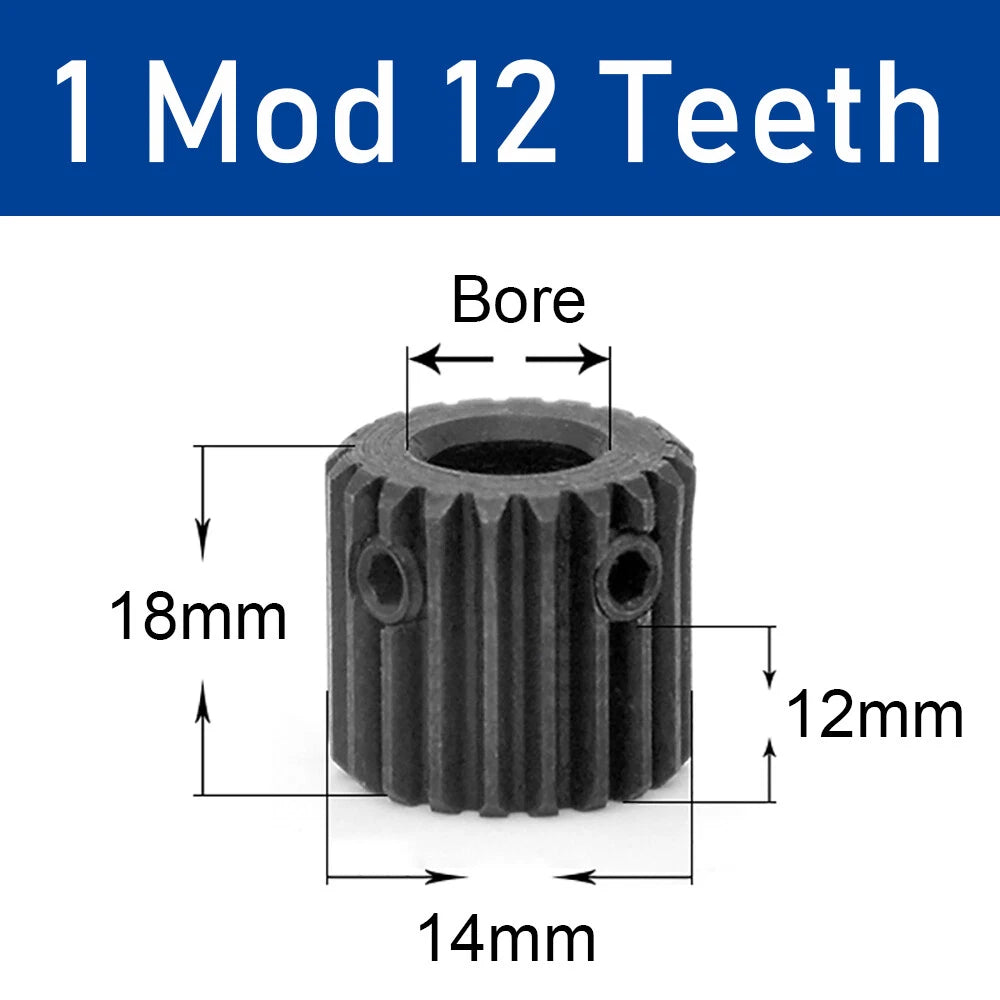 Spur Gear 1 Modulus, 10 to 25 Teeth, Transmission Gears Pitch 3.14mm Motor Gear