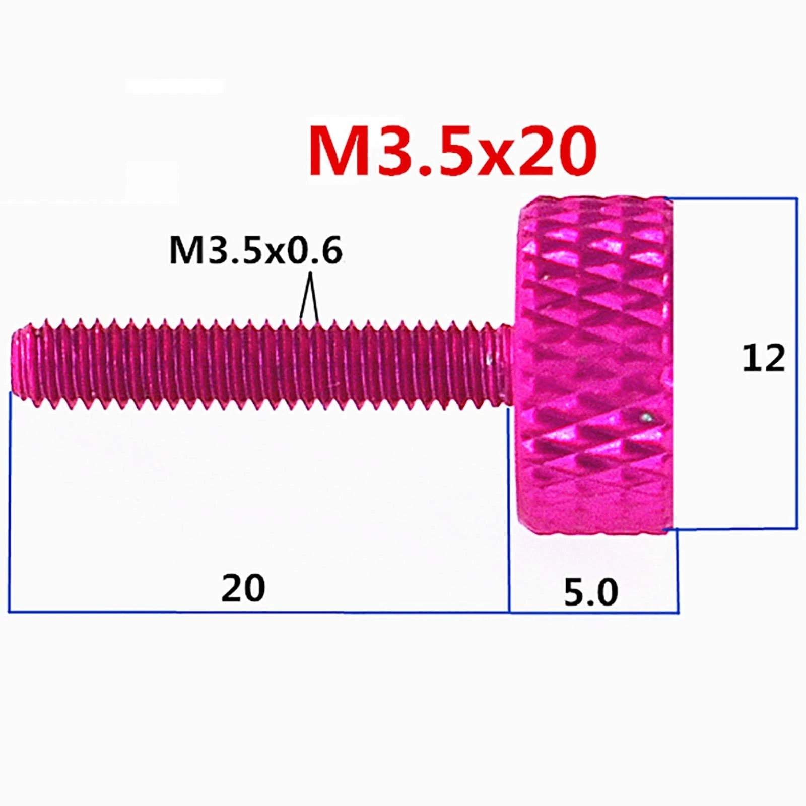 Colorful Thumb Knurled Screws M3 M3.5/6mm - 25mm Hand Tighten Grip Knob Bolts