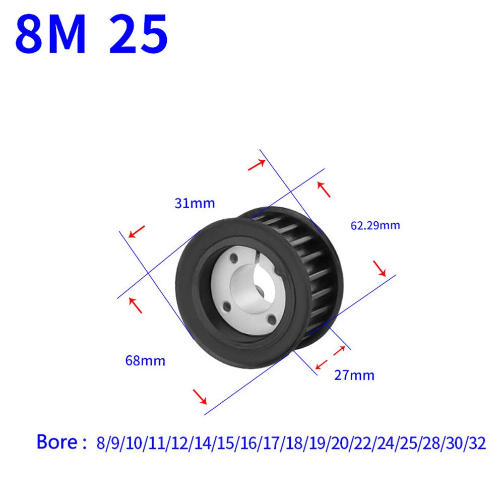 HTD-8M 18-60Teeth Timing Belt Pulleys With Expansion Sleeve Width 32mm 45# Steel