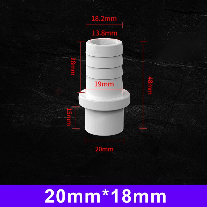 White Grey Pagoda PVC Pipe Connector Fittings 20 25mm Adapter To Hose OD 5~20mm