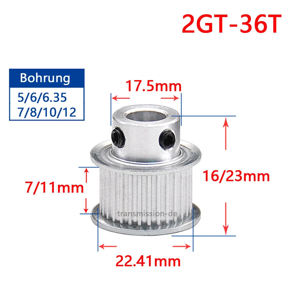 16T - 100T Synchronous Wheel GT2 Timing Belt Pulley for 10 mm width Drive Belts