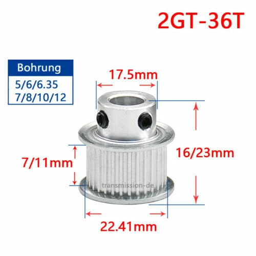 GT2 Timing Belt Pulley 16T - 100T Synchronous Wheel for 6 mm width Drive Belts