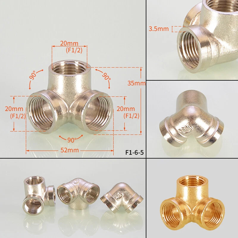 1/2" Copper Tee Elbow Diverter Valve Adapter — Hose & Shower Connector (24 Styles)