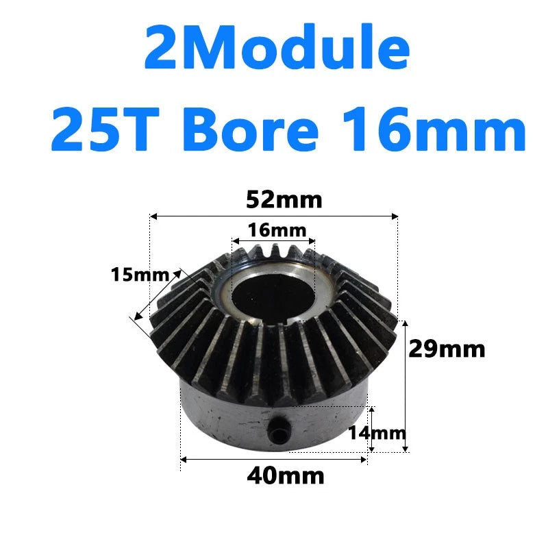 Bevel Gear 2 Module Ratio 1:1 Teeth 25 30 Bore Dia 10mm 12mm 14mm 15mm 16mm-28mm