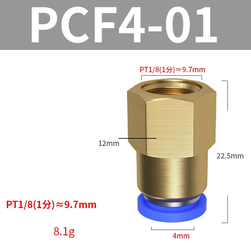 Pneumatic Push In Fitting Female Stud Straight Air Hose Inline Connector Line