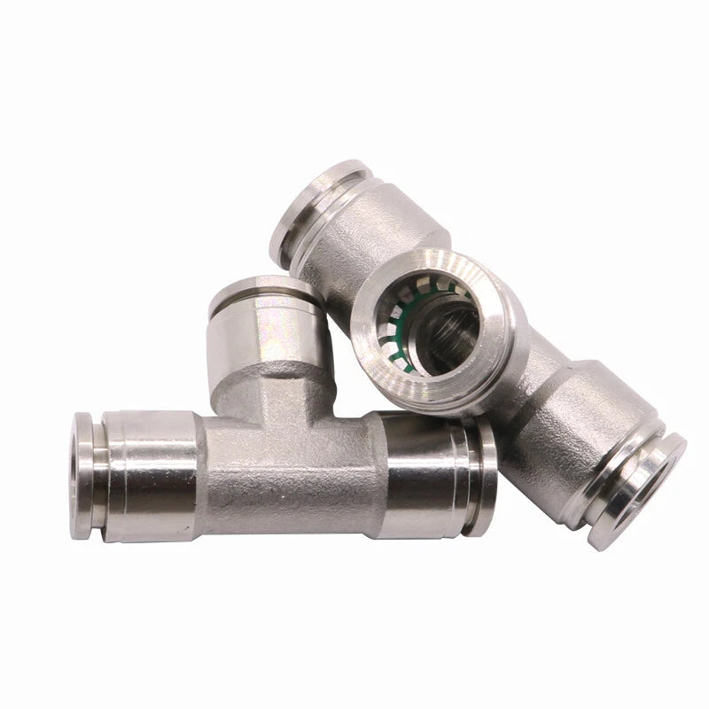 Stainless Steel Pneumatic Push Fit Connector Elbow Tee Straight Air Hose Tube