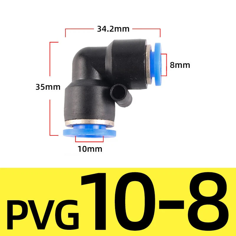 Pneumatic Push-In Elbow Fittings — Equal & Reducing Elbow Connectors for Air & Water Hose