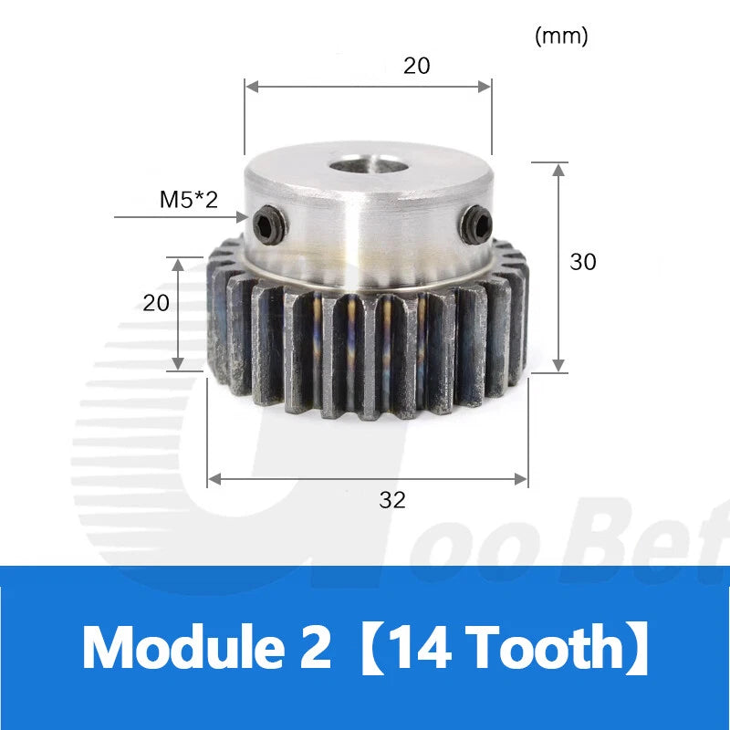 Mod 2 Spur Gear C45 Steel with Hub 12 - 60 Tooth Motor Pinion Hardened Precision