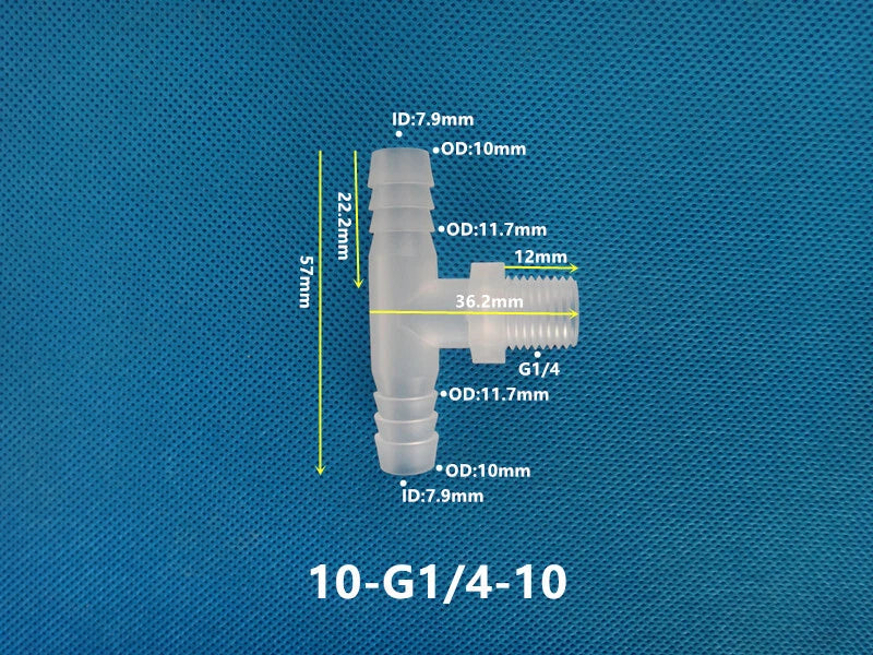 T-Type Plastic Pipe Fitting – Male Thread Barbed Tee Hose Connector (G & M Thread)