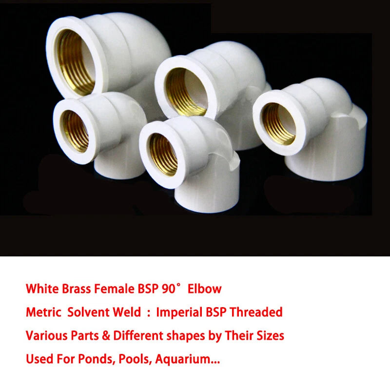 1 2" White PVC Imperial BSP Threaded Pressure Pipe Fittings Ponds Pools Aquarium
