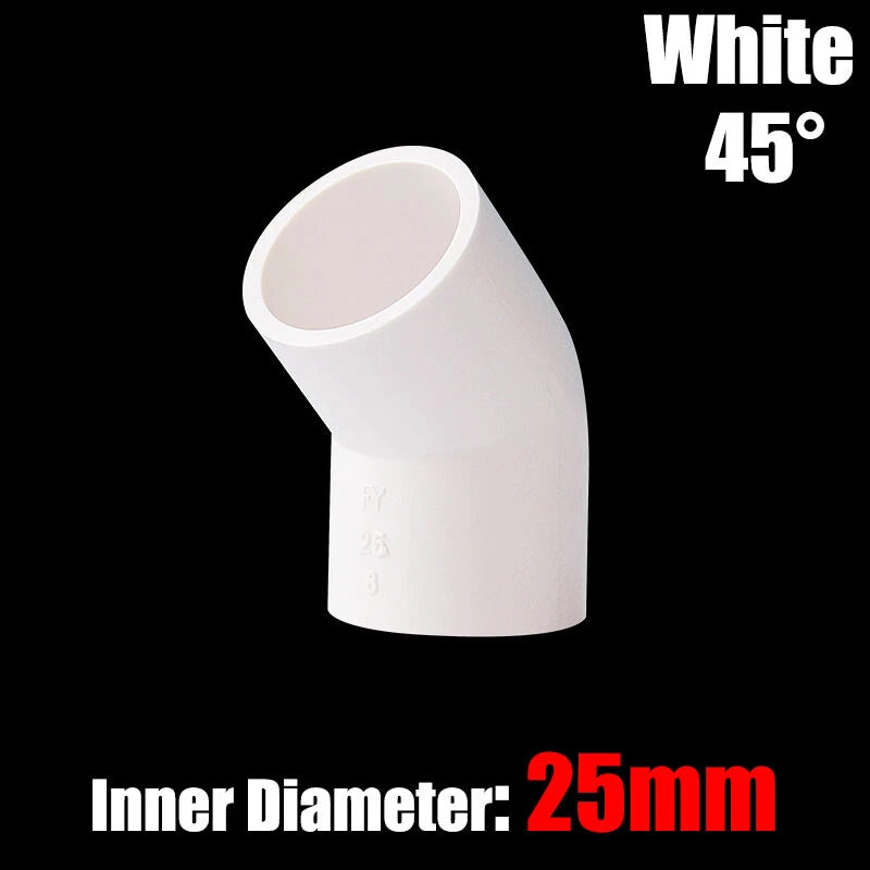 PVC Water Supply Pipe Fittings 45° Elbow Connector 20mm to 160mm White Blue Grey