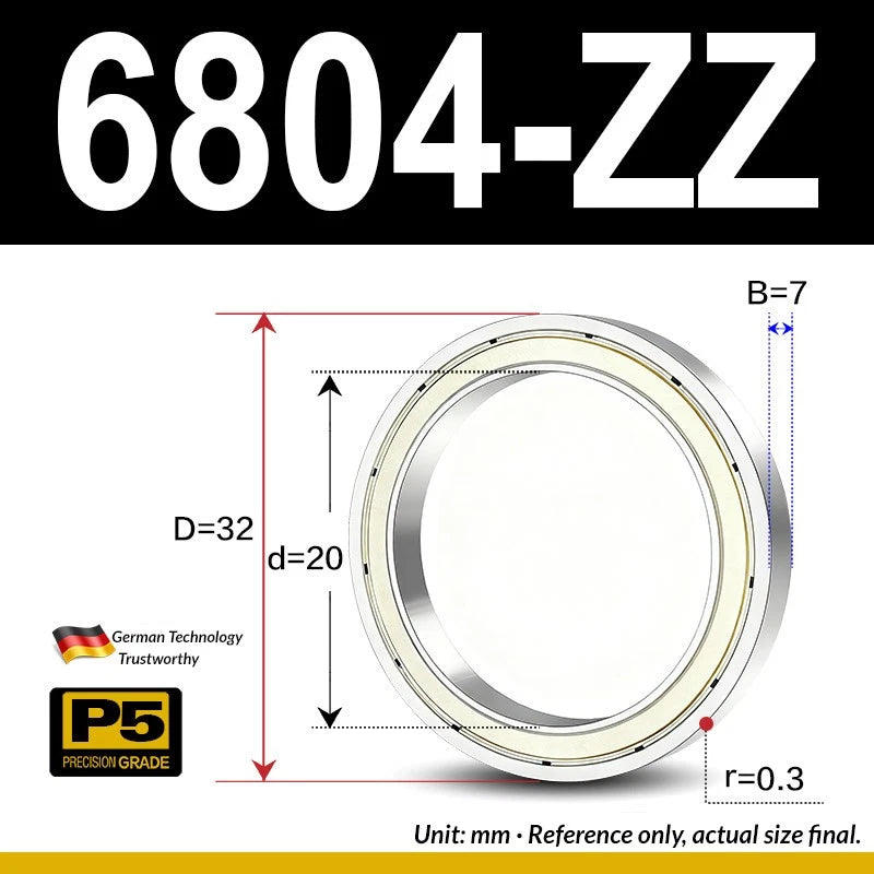 Thin Wall Bearings Deep Groove Ball Bearing ZZ or RZ, ID 10-95mm, OD 19-120mm