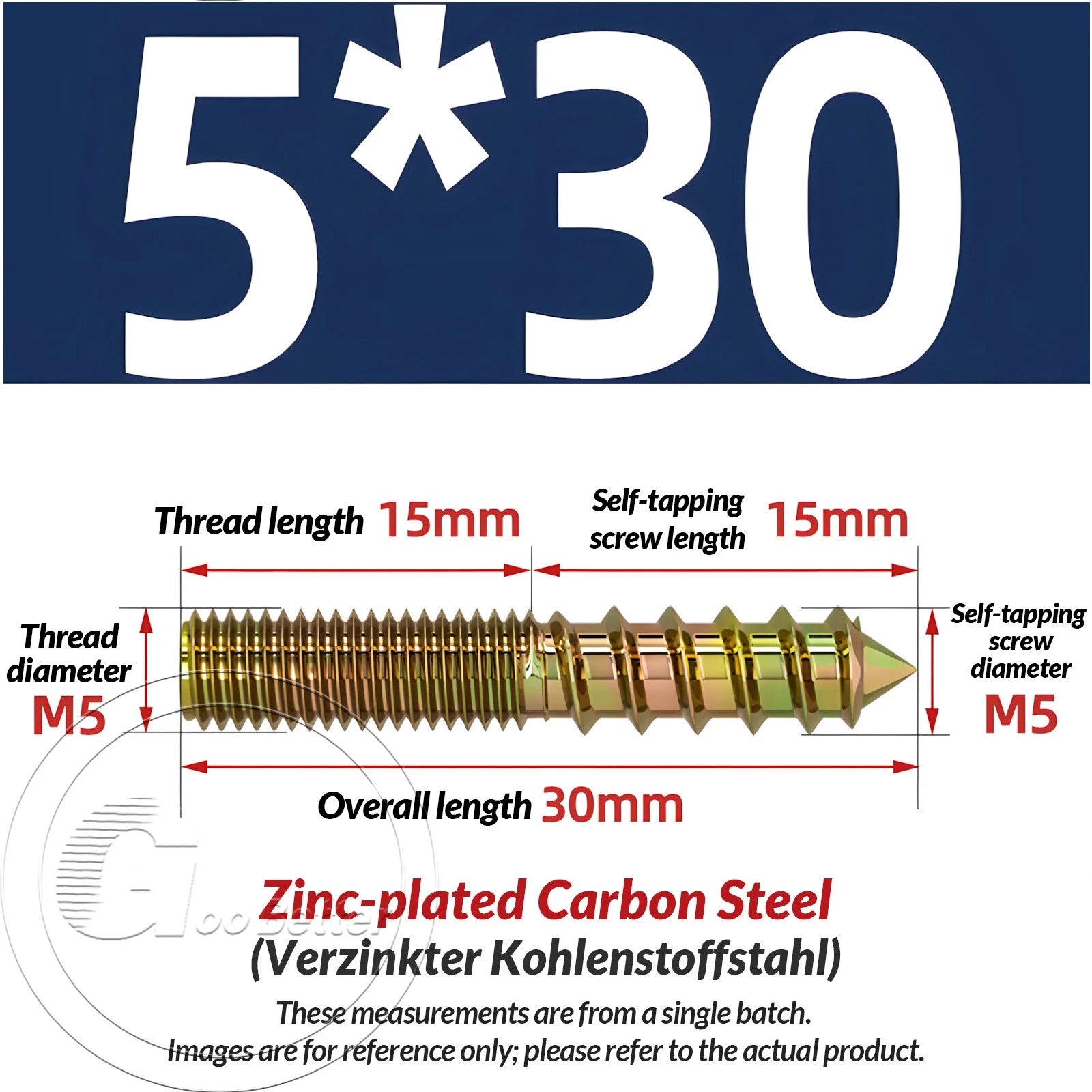 Galvanized Double-Ended Hanger Bolts M4 M5 M6 M8 M10, Wood-to-Metal Screws