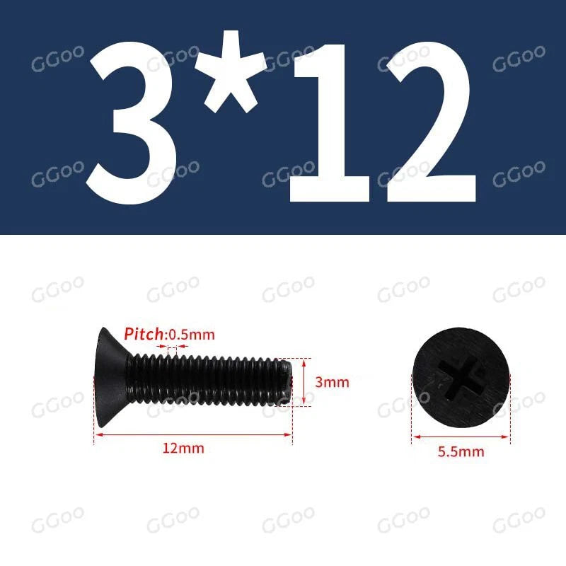 Nylon Countersunk Phillips Screws M2.5–M8, PA66 Non-Conductive Corrosion-Free