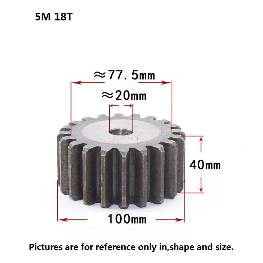 5 Modulus 10-70Tooth Spur Gears 45# Steel Thickness 40mm Motor Power Drive Gear