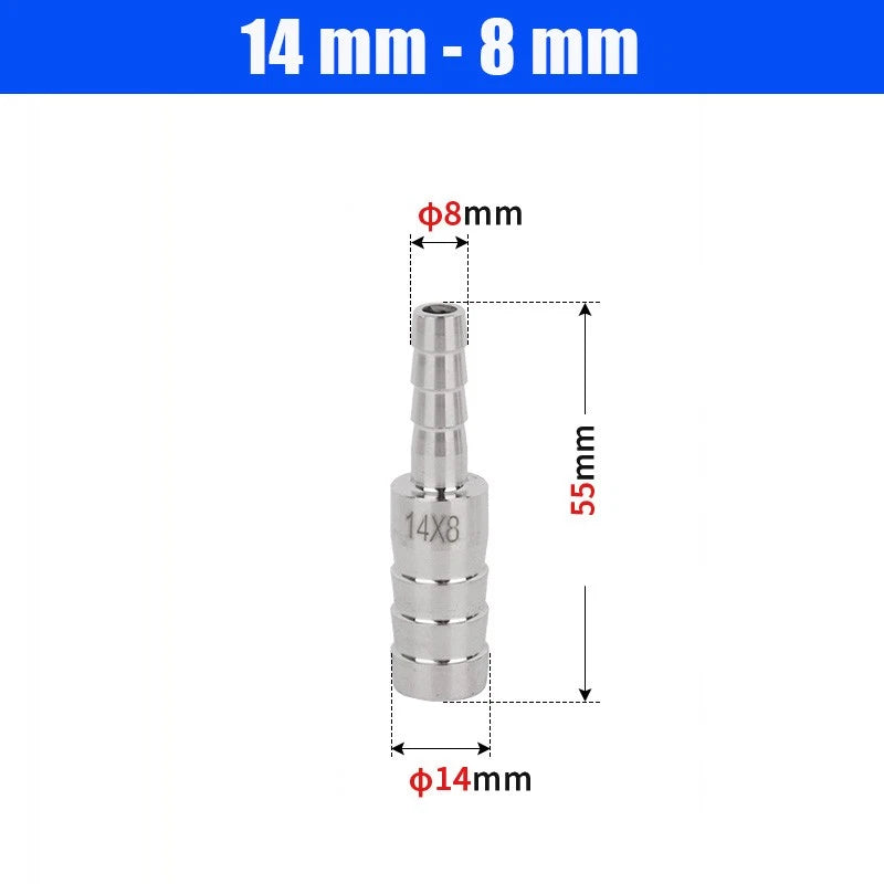 6mm~50mm Stainless Reducer Barbed Hose Joiner Connector Air Water Pipe Gas Tubi
