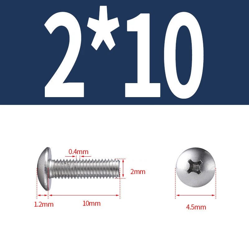 Phillips Button Head Machine Screws — Steel M2 M2.5 M3 M4 M5 M6 - HomeDIYer