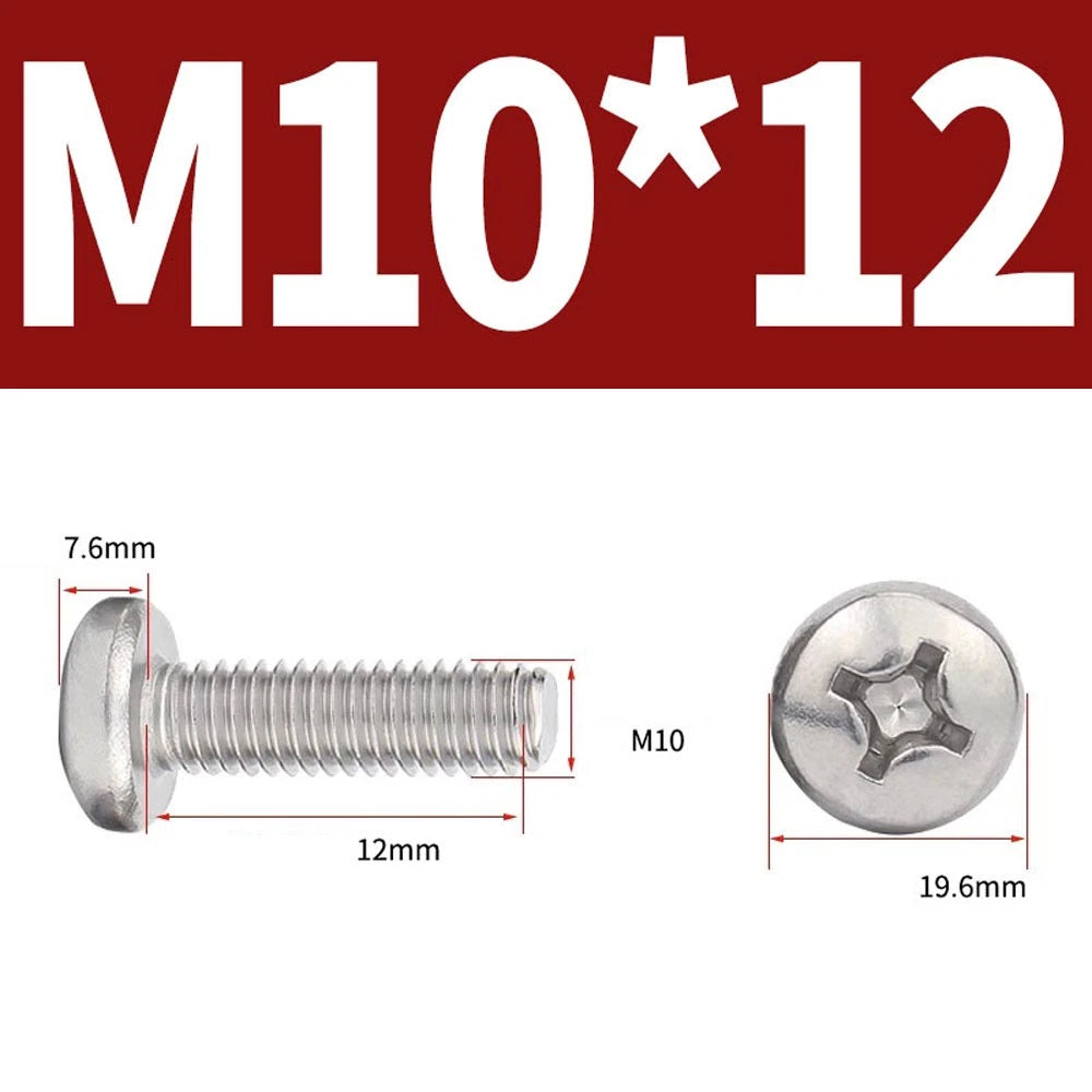 Phillips Pan Head Machine Screws — A4 Marine Grade Stainless Steel, DIN 7985 (M1.6–M10)