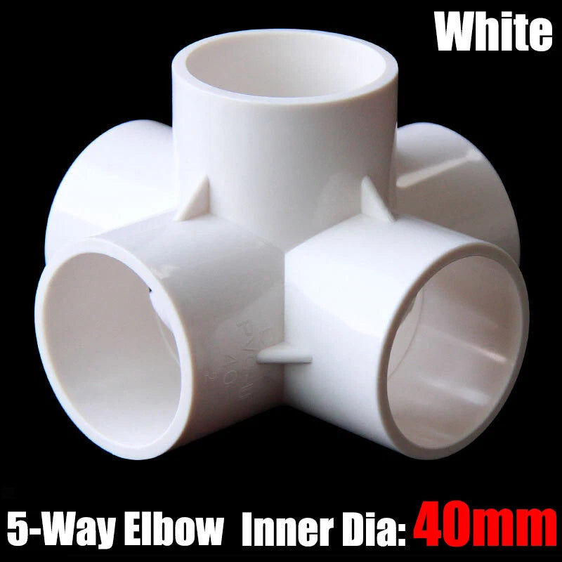 PVC 3 4 5 6-Way Elbow Connector Direct Pipe Fittings 20-110mm White Blue Grey