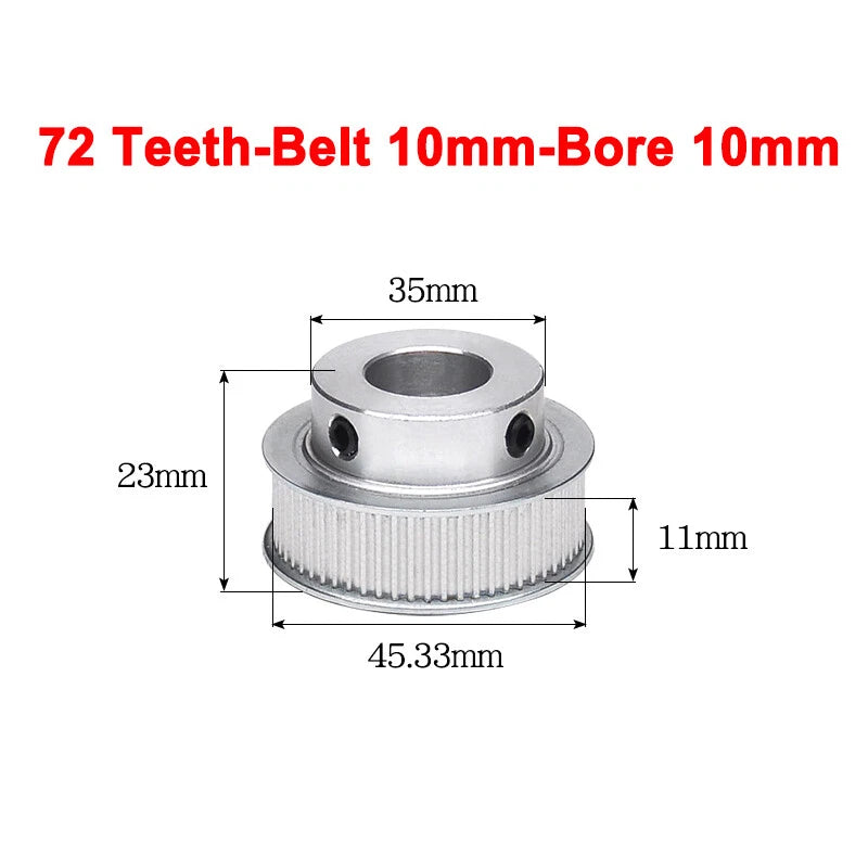 2GT Drive Pulley With Step 16 Tooth - 100 Tooth Bore 4mm - 25mm for 10mm Belt