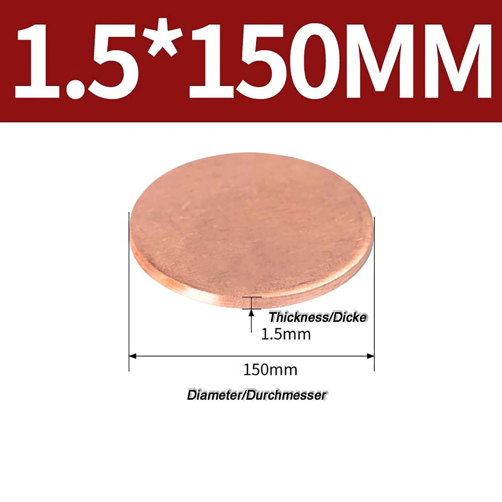 Solid Pure Copper Discs Blanks Round Plate Metal Sheet Thick 0.3~6mm Ø10mm~150mm