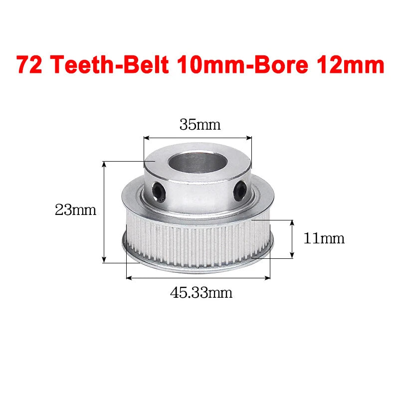 2GT Drive Pulley With Step 16 Tooth - 100 Tooth Bore 4mm - 25mm for 10mm Belt