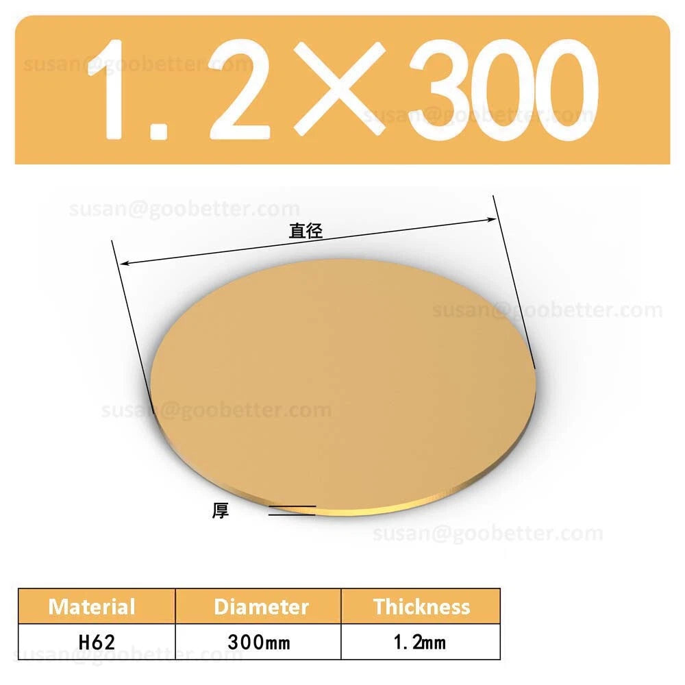 H62 Solids Brass Discs Blanks Metal Round Sheets OD 10mm-300mm Thick 0.3mm-4mm